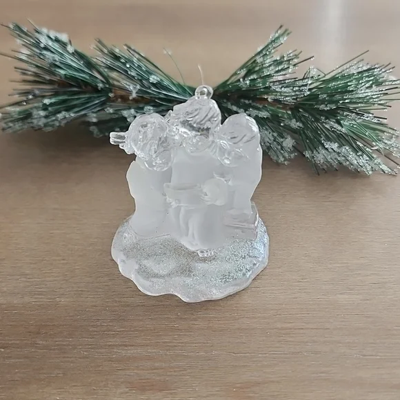 Frosted Acrylic Cherub Carolers Ornament - Picture 2 of 8